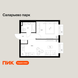 Планировка однокомнатной(квартира) площадью 34.5 квадратных метров в ЖК “ЖК Саларьево парк”