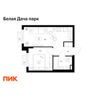 Планировка однокомнатной(квартира) площадью 31.5 квадратных метров в “ЖК Белая Дача парк”
