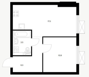 Планировка однокомнатной(квартира) площадью 38 квадратных метров в ЖК “ЖК Восточное Бутово”