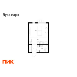 Планировка студии(квартира) площадью 26.3 квадратных метров в ЖК “ЖК Яуза Парк (Мытищи)”