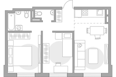 Планировка трехкомнатной(квартира) площадью 50.8 квадратных метров в ЖК “ЖК Аникеевский”