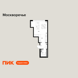 Планировка студии(квартира) площадью 31 квадратных метров в ЖК “ЖК Москворечье”