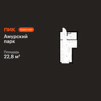 Планировка студии(квартира) площадью 22.8 квадратных метров в “ЖК Амурский парк”
