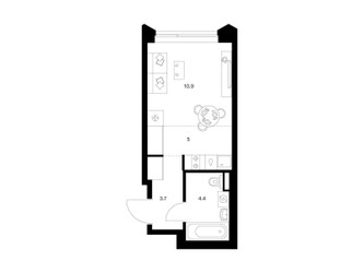 Планировка студии(квартира) площадью 24 квадратных метров в ЖК “ЖК Матвеевский парк”