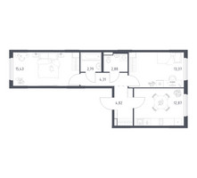 Планировка двухкомнатной(квартира) площадью 56.47 квадратных метров в “ЖК Горки Парк”