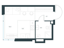 Планировка студии(квартира) площадью 23.9 квадратных метров в “ЖК Level Мичуринский”