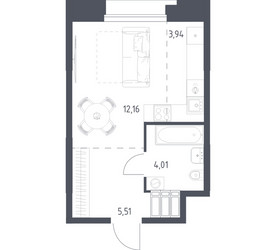 Планировка студии(апартаменты) площадью 25.62 квадратных метров в ЖК “ЖК Апарт-отель Тропарево парк”