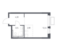 Планировка студии(квартира) площадью 23.2 квадратных метров в “ЖК Новое Видное”