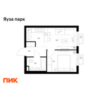 Планировка однокомнатной(квартира) площадью 32 квадратных метров в “ЖК Яуза Парк (Мытищи)”
