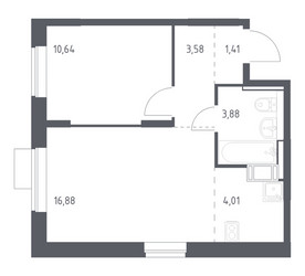 Планировка однокомнатной(квартира) площадью 40.4 квадратных метров в ЖК “ЖК Пятницкие луга”