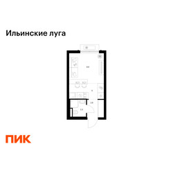 Планировка студии(квартира) площадью 20 квадратных метров в ЖК “ЖК Ильинские луга”