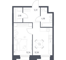 Планировка однокомнатной(апартаменты) площадью 39.25 квадратных метров в “ЖК Апарт-отель Тропарево парк”
