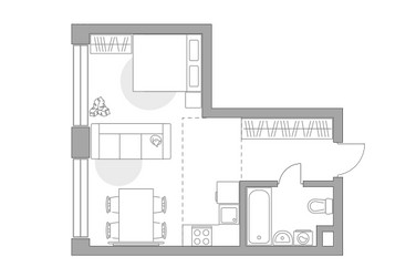 Планировка однокомнатной(квартира) площадью 31.47 квадратных метров в ЖК “ЖК Мневники от Гранель”