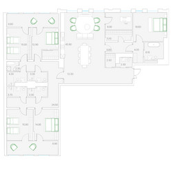 Планировка 4+ комнатной(квартира) площадью 236.7 квадратных метров в ЖК “Клубный дом Дуо”