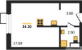Планировка студии(квартира) площадью 24.3 квадратных метров в “ЖК Форевиль”