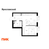 Планировка однокомнатной(квартира) площадью 33.2 квадратных метров в “ЖК Ярославский”