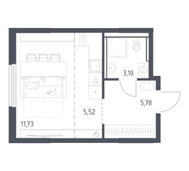 Планировка студии(квартира) площадью 26.13 квадратных метров в ЖК “ЖК Пригород Лесное”