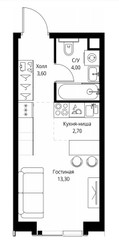 Планировка студии(квартира) площадью 23.6 квадратных метров в ЖК “ЖК Павелецкая Сити”