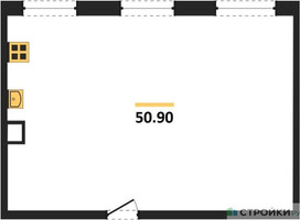 Планировка двухкомнатной(квартира) площадью 50.9 квадратных метров в “ЖК Легендарный квартал на Ботаническом саду”