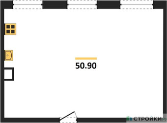 Планировка двухкомнатной(квартира) площадью 50.9 квадратных метров в ЖК “ЖК Легендарный квартал на Ботаническом саду”