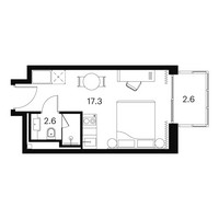 Планировка студии(апартаменты) площадью 22.5 квадратных метров в “ЖК Аквилон Signal (Аквилон Сигнал)”