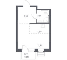 Планировка студии(квартира) площадью 26.83 квадратных метров в “ЖК Рублевский Квартал”