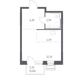 Планировка студии(квартира) площадью 26.83 квадратных метров в ЖК “ЖК Рублевский Квартал”
