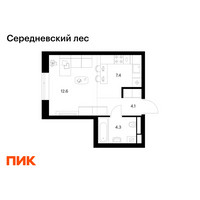 Планировка студии(квартира) площадью 28.4 квадратных метров в “ЖК Середневский лес”