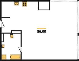 Планировка однокомнатной(апартаменты) площадью 86 квадратных метров в “ЖК Neva Towers (Нева Тауэрс)”