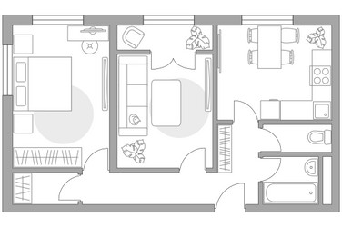 Планировка двухкомнатной(квартира) площадью 54.22 квадратных метров в ЖК “ЖК Новая Рига”
