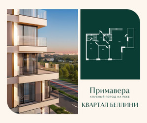 Планировка двухкомнатной(квартира) площадью 88.2 квадратных метров в ЖК “Клубный город на реке Примавера”