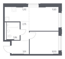 Планировка однокомнатной(квартира) площадью 39.2 квадратных метров в “ЖК Квартал Западный”