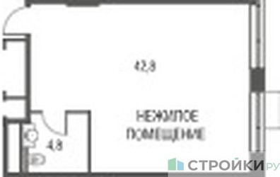 Планировка студии(квартира) площадью 47.6 квадратных метров в ЖК “ЖК Резиденции Архитекторов”