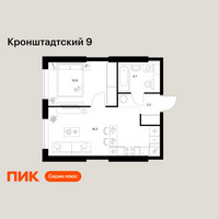 Планировка однокомнатной(квартира) площадью 37.1 квадратных метров в “ЖК Кронштадтский 9”