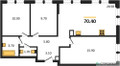 Планировка трехкомнатной(квартира) площадью 70.4 квадратных метров в “ЖК Sokolinn Park (Соколинн Парк)”