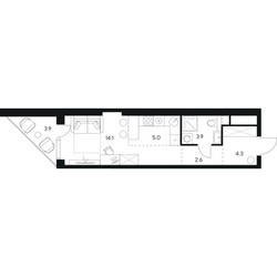 Планировка студии(квартира) площадью 33.8 квадратных метров в ЖК “ЖК NEXUS by Akvilon (Нексус от Аквилон)”