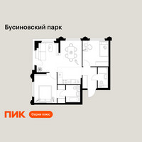Планировка двухкомнатной(квартира) площадью 59.2 квадратных метров в “ЖК Бусиновский парк”