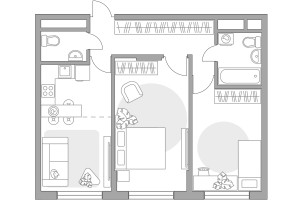Планировка двухкомнатной(квартира) площадью 56.27 квадратных метров в “ЖК Императорские Мытищи”
