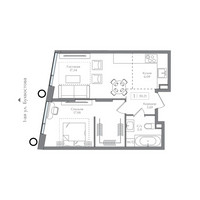 Планировка однокомнатной(квартира) площадью 50.21 квадратных метров в “ЖК Преображенская Площадь”