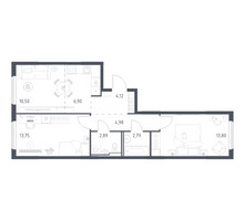 Планировка двухкомнатной(квартира) площадью 59.73 квадратных метров в “ЖК Горки Парк”