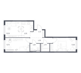 Планировка двухкомнатной(квартира) площадью 59.73 квадратных метров в ЖК “ЖК Горки Парк”