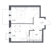 Планировка однокомнатной(квартира) площадью 33.32 квадратных метров в “ЖК Большое Путилково”