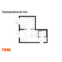 Планировка однокомнатной(квартира) площадью 38.4 квадратных метров в “ЖК Середневский лес”