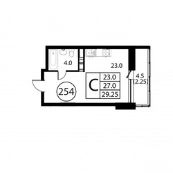 Планировка студии(квартира) площадью 29.2 квадратных метров в ЖК “ЖК Космос”