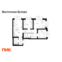 Планировка трехкомнатной(квартира) площадью 75.2 квадратных метров в “ЖК Восточное Бутово”