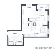 Планировка двухкомнатной(квартира) площадью 63.92 квадратных метров в “ЖК Светлый мир Станция Л”