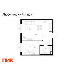 Планировка однокомнатной(квартира) площадью 41.3 квадратных метров в ЖК “ЖК Люблинский парк”