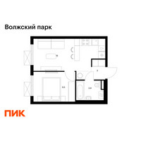 Планировка однокомнатной(квартира) площадью 32.4 квадратных метров в “ЖК Волжский Парк”
