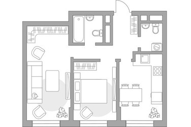 Планировка двухкомнатной(квартира) площадью 53.49 квадратных метров в ЖК “ЖК Живописный”