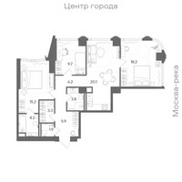 Планировка трехкомнатной(квартира) площадью 88.3 квадратных метров в “ЖК СТОУН Блик”